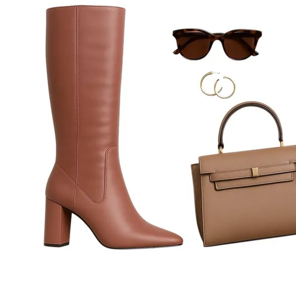 Cole Haan Knee High Leather Boots Women 7.5B Dusty Rose Luxe Heel EUC Designer - Image 3