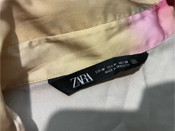 Zara Pastel Multicolor Satin Button-Front Blouse - Image 2