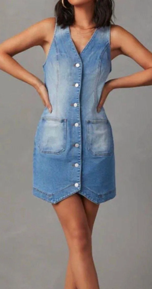 These Three Boutique Vici Dolls Denim Mini Dress With Buckle - Image 2