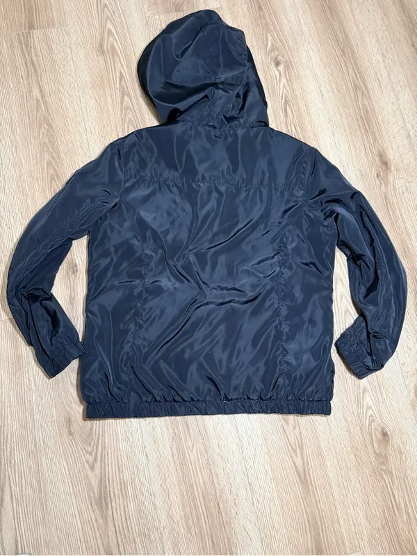 Bebe Sport Womens L Black Windbreaker Jacket Sherpa Lined Hood Full Zip Bomber - Image 2