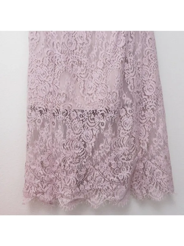Keepsake The Label Sense Lace Midi Dress 10 Pink Sheer Sweetheart Tie Sleeve - Image 10