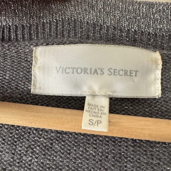 Victoria's Secret Metallic Lurex‎ Ruffle Gray Cardigan Sweater Y2K - Image 6