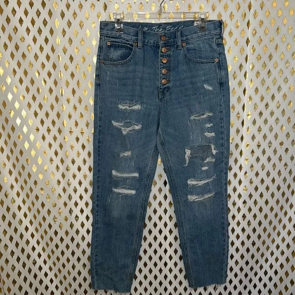 Free people we the people blossom jeans 5 button light wash raw hem size 28 - Image 2