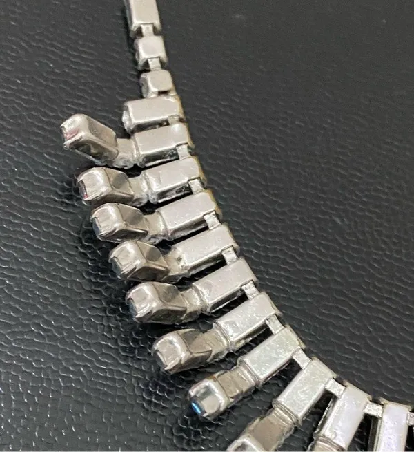 Vintage Unsigned Juliana? Blue Topaz Bib Statement Choker Necklace 35.0g - Image 14
