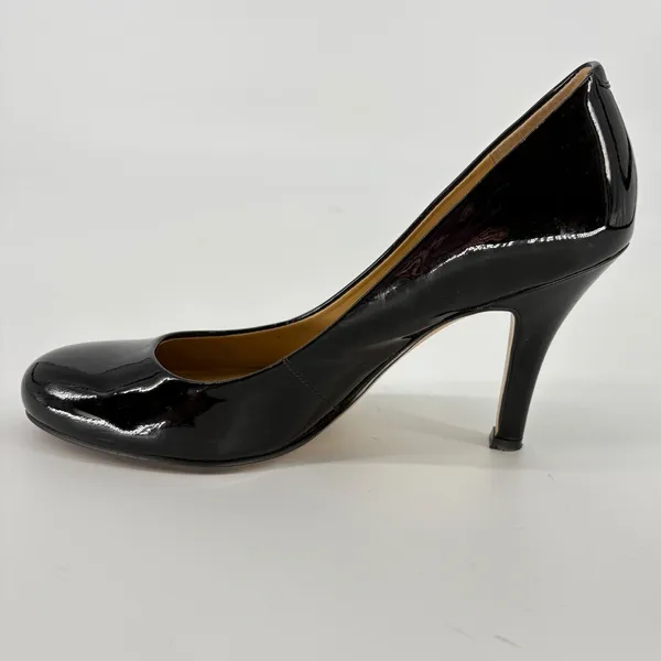 Nine West Ambitious Pumps Womens 7.5 Black Patent Leather Stiletto Round‎ Toe - Image 3