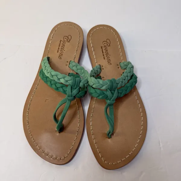 Corcione Sorrento Women's US 5 Green Suede Braided Sandal Flats Italy Summer New - Image 2