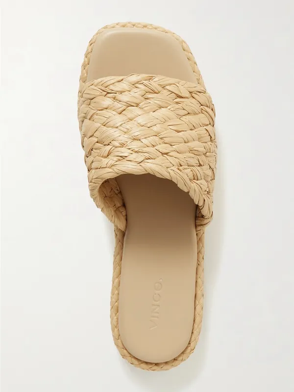 Vince Rumi Raffia Woven Flat Slide Sandals Coastal Sz 7.5 🧡🍄 - Image 2