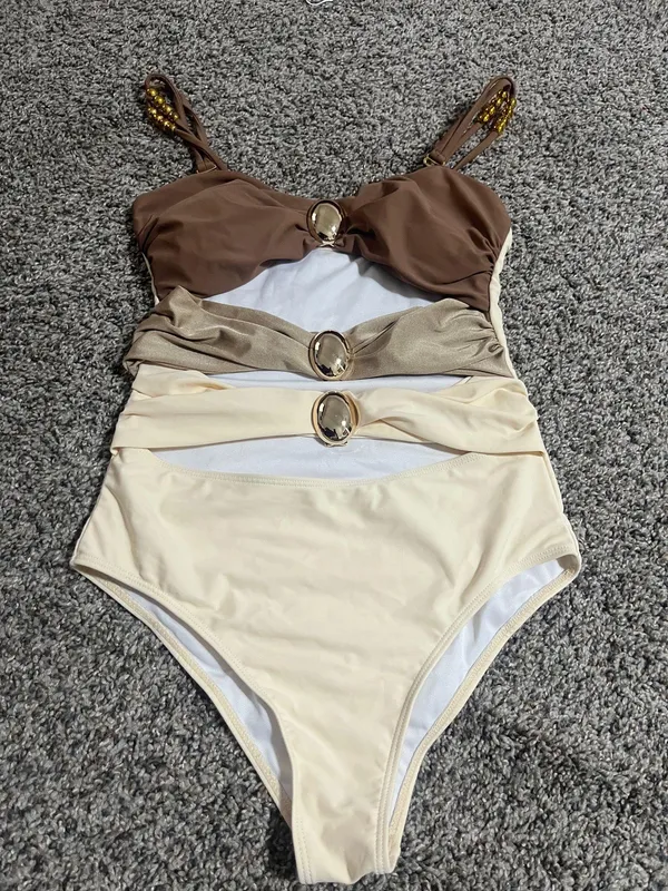 B2prity One Piece Swimsuit for Women Cutout Monokini Color Block Bathing Suit Ruched Sexy Swimwear - Image 6