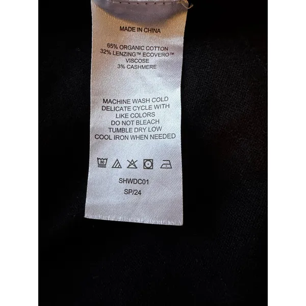 Quince Organic Cotton Cashmere Blend Crewneck Sweater Black Size Small - Image 5