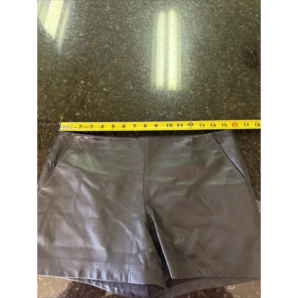 Trina Turk Black Leather Shorts Sz 4 Pockets Side Zip Winter Concert Vibes - Image 6