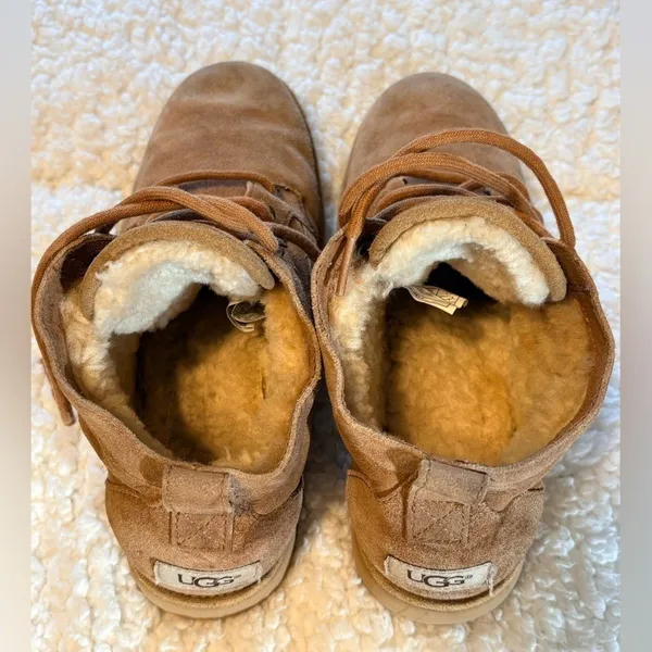 UGG Bethany Classic Slim Chestnut Suede Lace Up Shoes Boots - Image 6