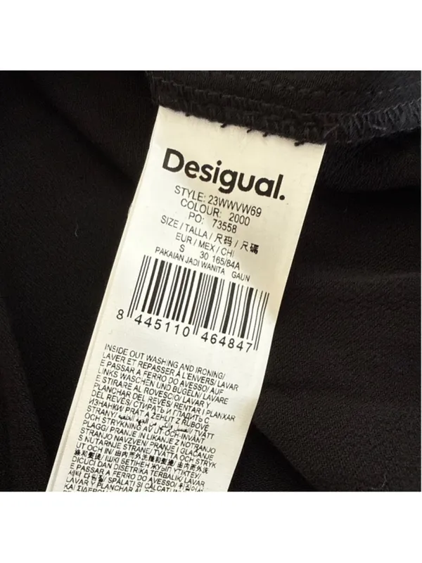 Desigual Black Long Sleeve Mini Dress Sunburst Embroidery Small - Image 7