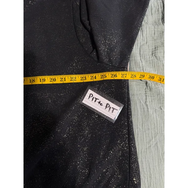 Nike Sweatshirt Womens 2X Black Stardust‎ Gold Metallic Fleece Crewneck Sporty - Image 7