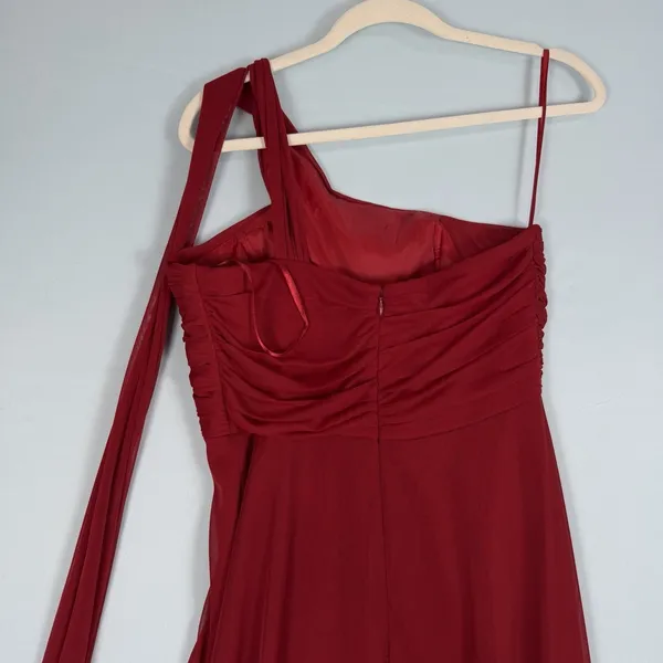 Alex Evenings Size-8 Red Chiffon‎ One Shoulder Empire Waist Evening Gown - Image 12