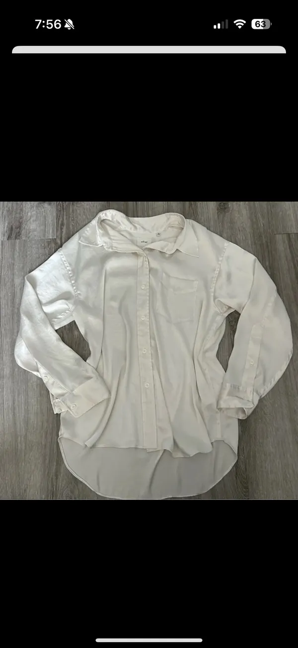 Aritzia Wilfred Silk Pearl Button Down Blouse - Image 4