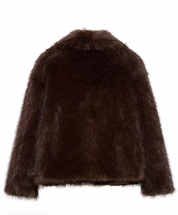 Brown Faux Fur Jacket - Image 3