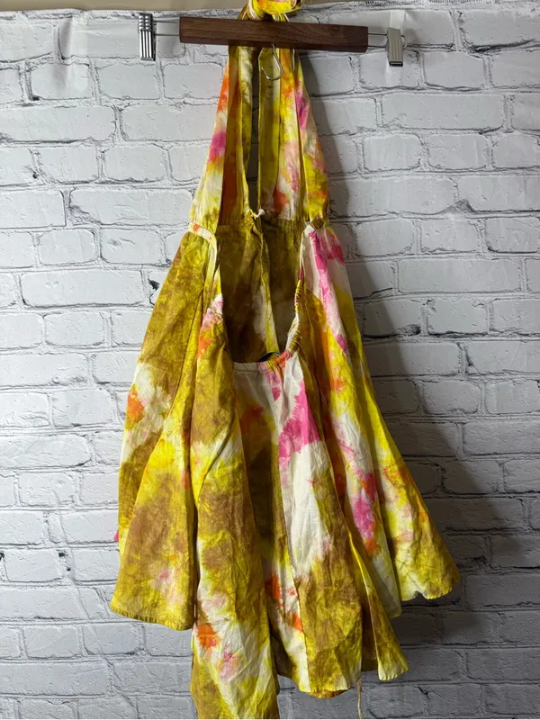 Zara Yellow & Pink Tie-Dye Flowy Halter Dress size small - Image 10