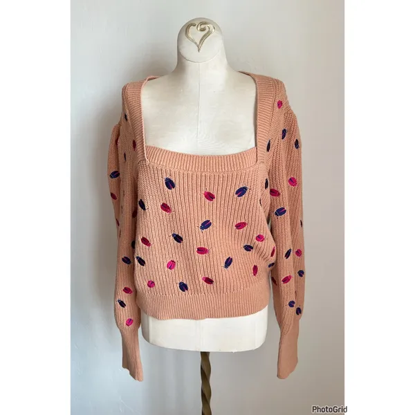Anthropologie Maeve Elliana Beetle Bug Tan Sweater Medium Novelty - Image 3