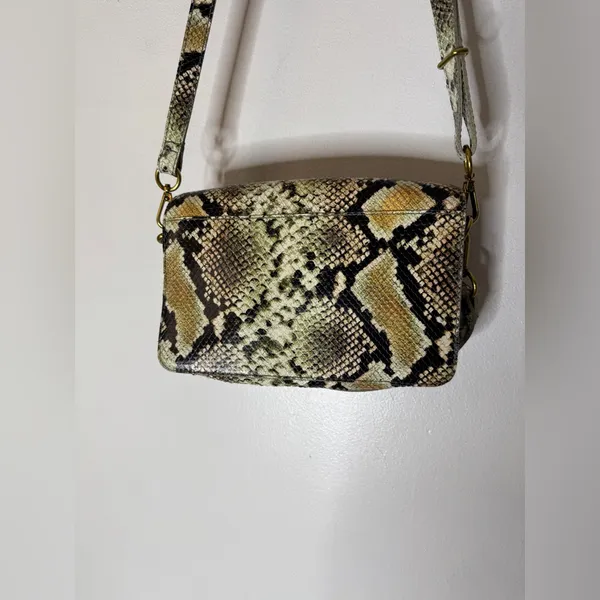 Madewell The Flap Convertible‎ Crossbody Snake Embossed Leather Bag Purse - Image 4