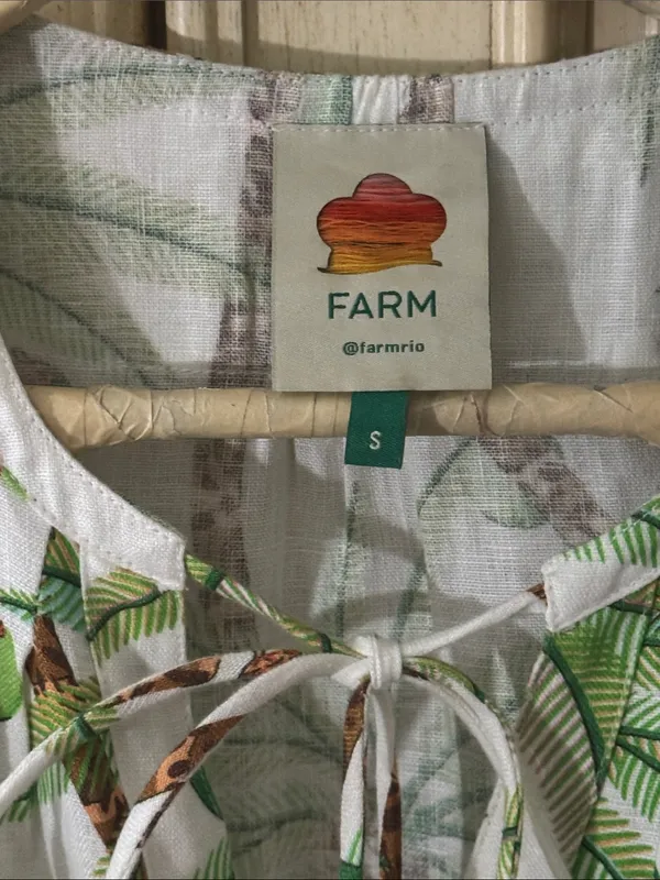 Farm Rio Bohemian Palm Tree Print Cotton Maxi Long Sleeve Dress Size Small - Image 10