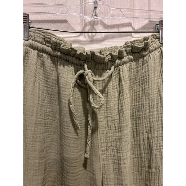 Universal Thread Sage Green Cotton Gauze Wide Leg Pants Womens Large High Rise - Image 3