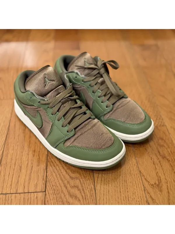 Size 8.5 US Air Jordan 1 Low SE Olive Brown Kelp FB9893-300 Green Brown Leather - Image 9