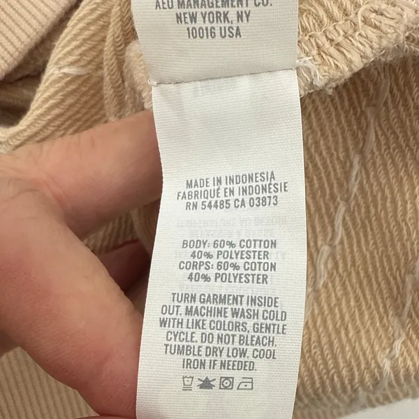 Aerie Women's Tan Textured Dot Crewneck Sweatshirt XL Oversized Comfy Athleisure - Image 7