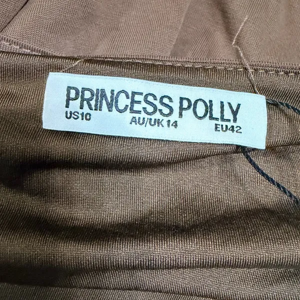 Princess Polly‎ Brown Long Sleeve Wrap Top V-Neck Tie Waist Cropped US 10 - Image 6