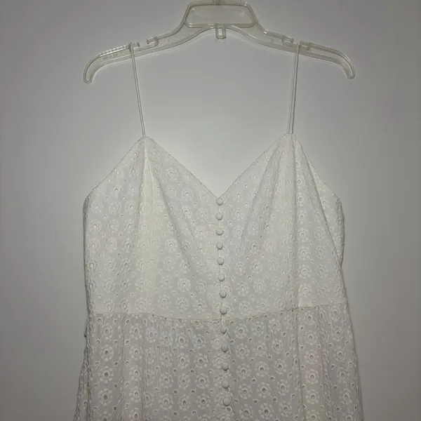 Alice+Olivia SHANTELLA TIERED BUTTON MAXI DRESS in Off White 10 Rush Sorority - Image 6