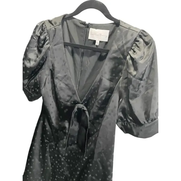 Charles Henry Women's Black Puff Sleeve Polka Dot‎ Dress Size L - Image 3