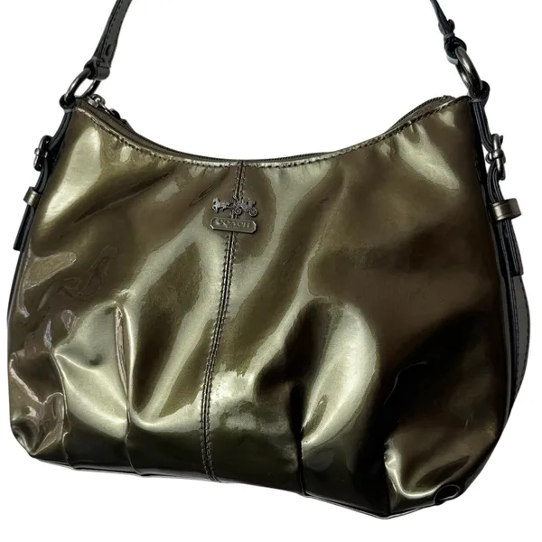 Coach‎ Y2K Madison Patent Leather Demi Small Pleated Pewter Handbag Pouch 46619 - Image 3