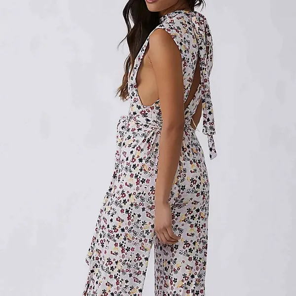 Free People jumpsuit romper Vibe Check One Piece floral medium stretch boho NEW - Image 2