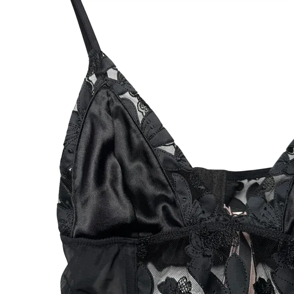 Victoria's Secret Unlined Floral Embroidered Longline Bralette Black Size M NWT - Image 8