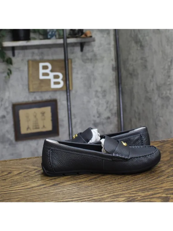 NWT COACH Womens Sculpted C Leather Driver Loafer Shoes Midnight Navy Blue 7.5B - Image 7
