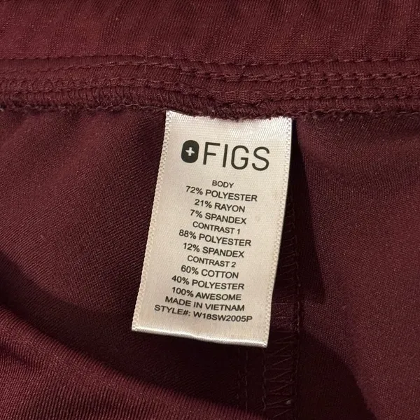 FIGS Maroon Zamora Joggers Size XL Petite Scrub Pants - Image 4