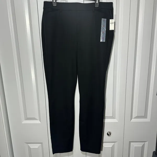 Old Navy Pixie Pants Women 14 Tall Black High-Rise Never-Fade Slim Trousers Work - Image 2