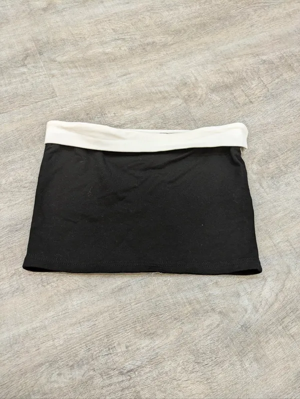 NEW! Edikted Black Contrast Fold Over Tube Top Size Medium - Image 2