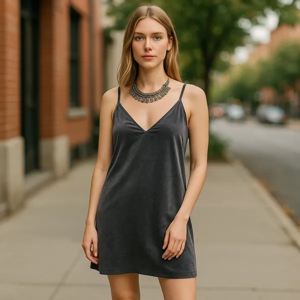 Aritzia Wilfred Free Viviene Slip Spaghetti Strap Gray Microfiber Dress Medium - Image 3
