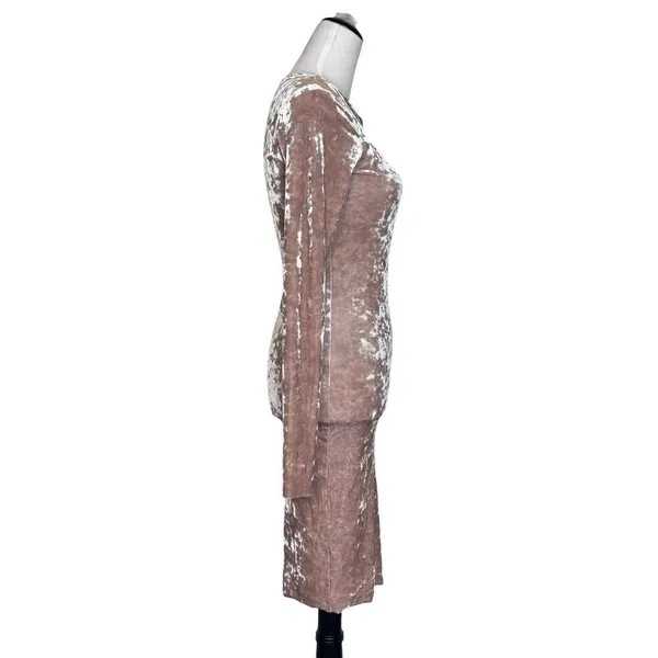 Philo Crushed Velvet Dress Long Sleeve Size XS/S Whimsical Y2K Evening Feminine - Image 4