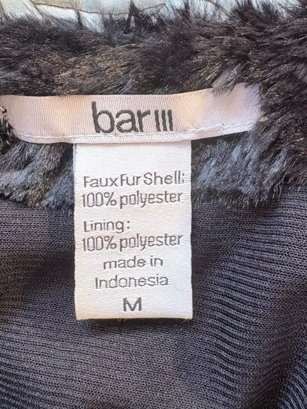 💥Bar III Black Faux Fur Animal Embossed Cropped Top Lined Sz M 💛 - Image 8