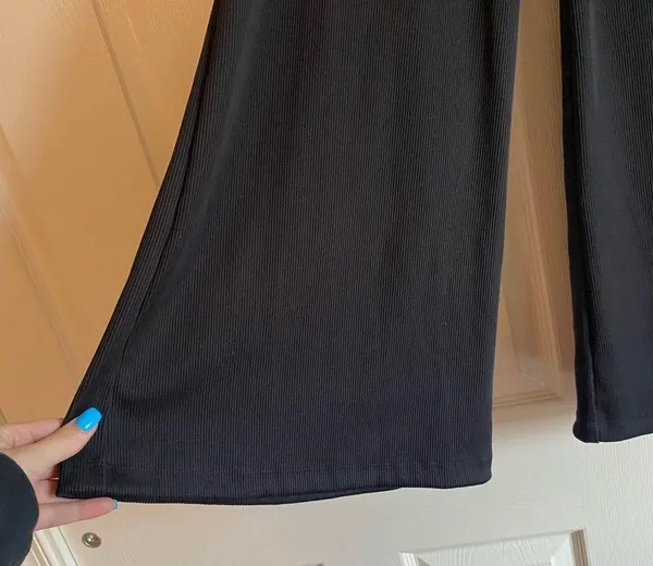NWT Nike small black cropped wide leg flare ribbed pants streetwear lounge - Image 7