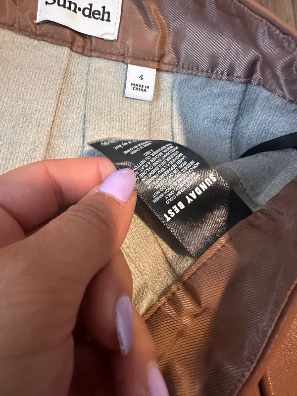 Aritzia Sunday Best brown leather mini skirt  - Image 4