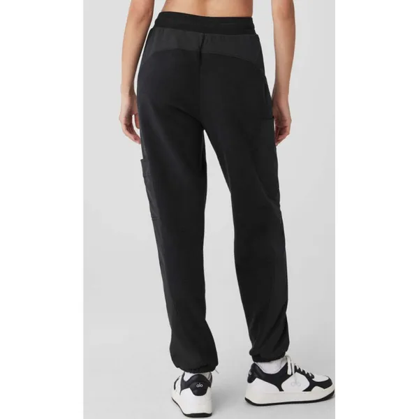Alo Polar Fleece Wintry Mix Pant Black High-Rise Waist Fleece Fuzzy Warm Joggers - Image 6
