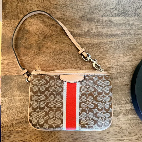Coach Signature C Wristlet Orange Brown Racing Stripe Y2K Preppy Classic - Image 11