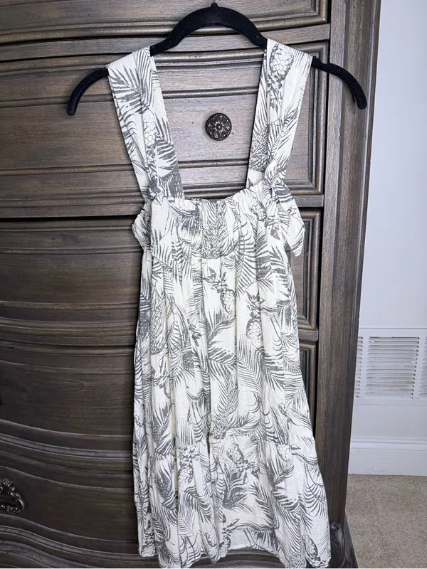 Natural and Green Tropical Print Sundress - Image 2