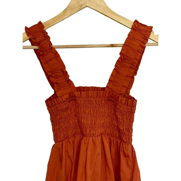 Abercrombie & Fitch Rust Orange Smocked Tiered Sleeveless Mini Dress Womens XS - Image 8