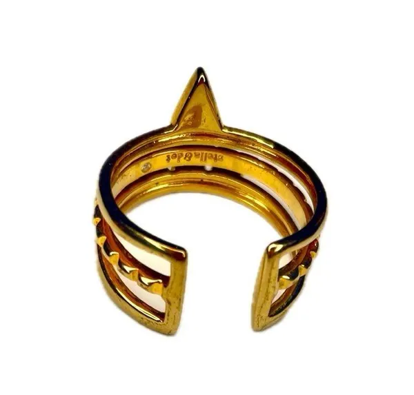 Stella & Dot Turquoise Stacked Stone Adjustable Gold Ring Tribal EUC - Image 3