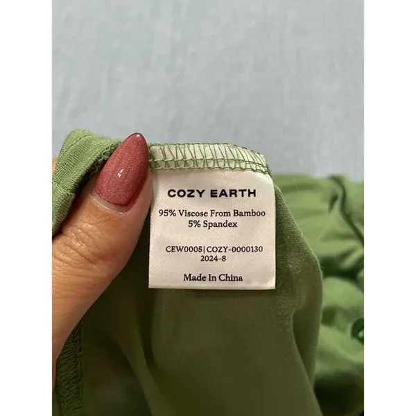Cozy Earth Bamboo Stretch Knit Long Sleeve Pajama Top Size XS Green - Image 6