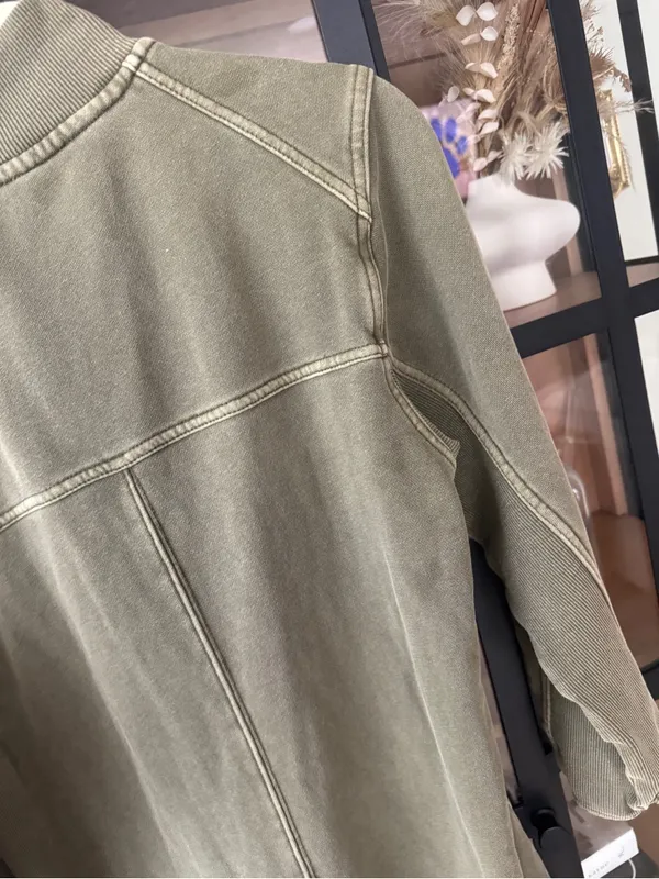 Daily Practice by Anthropologie Meru Mini Dress long sleeve olive 1/4 zip half - Image 6