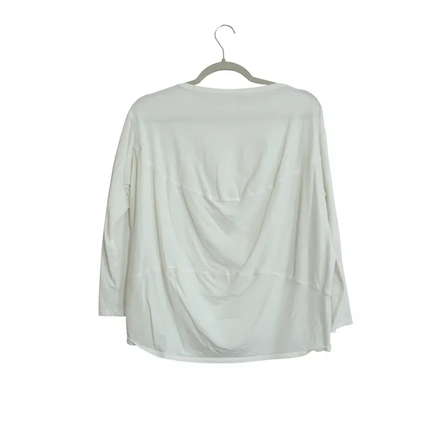 Lululemon Back In Action Long Sleeve Shirt White Pima Cotton Size 4‎ Boat Neck - Image 4